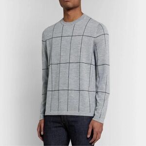 Theory grey windowpane Sweater NWT. sz L   A24